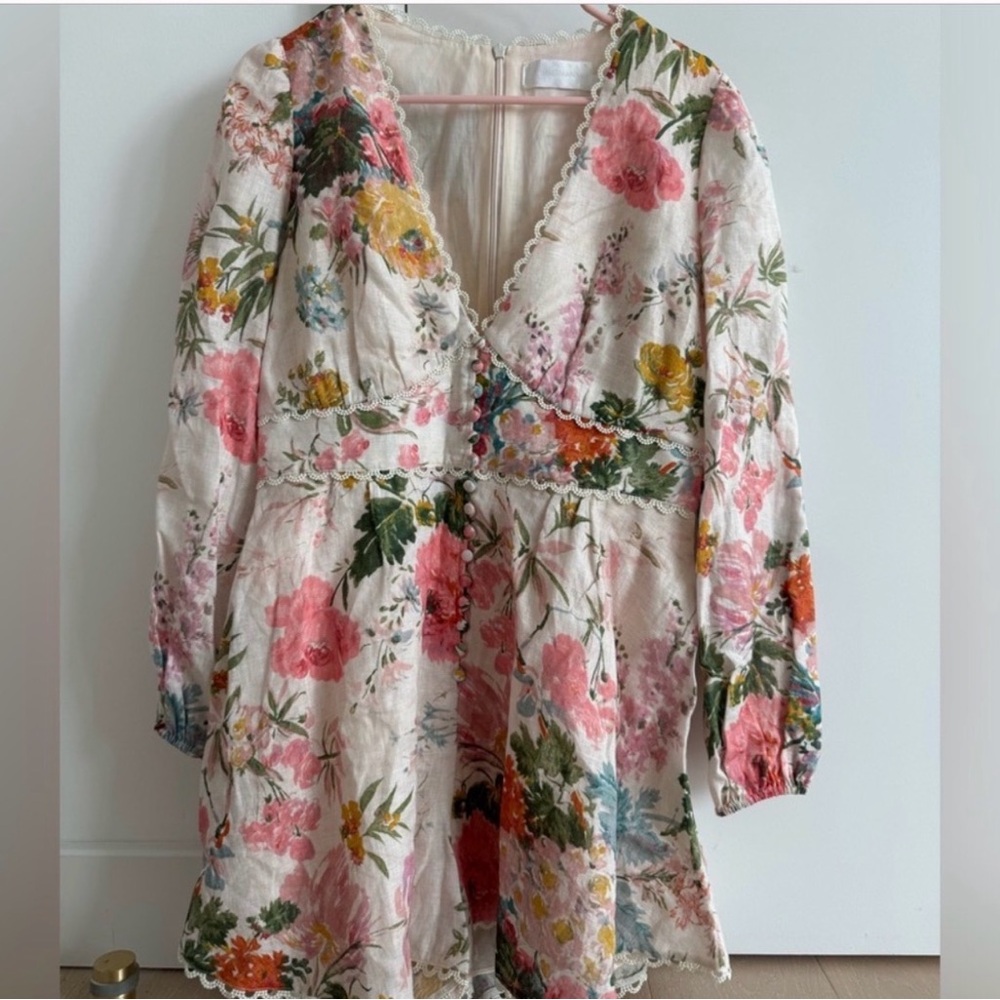 Zimmermann Silk Linen Floral Vacation Dress